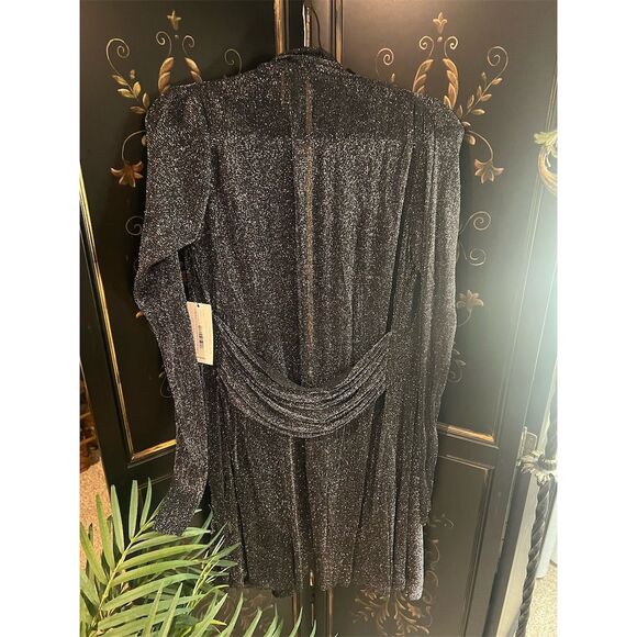 Women's Black Convertible Duster Coatigan Size L Glamour Long Jacket - Picture 4 of 4